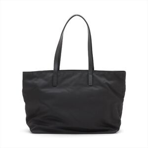 Prada Nylon Tessuto Leather Black Tote Bag